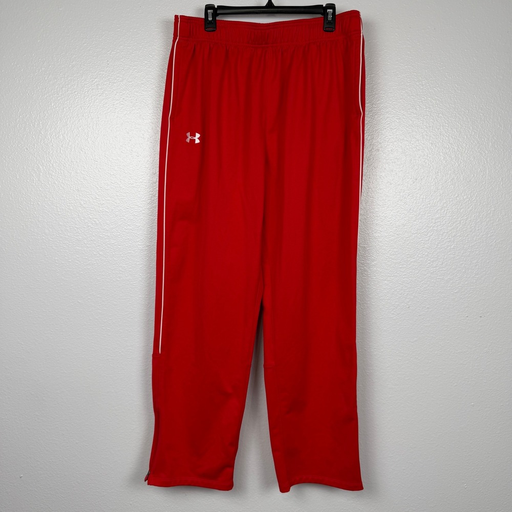 Under Armour Men's XL Red Loose Track Pants Ankle Zip Athletic 31 Inseam